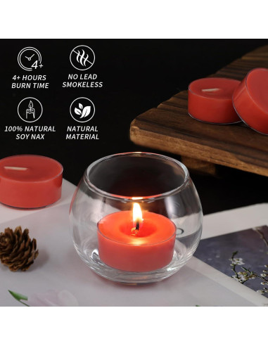 16 Velas de Té Aromatizadas Manzana Reisen - Cera de Soja 4h