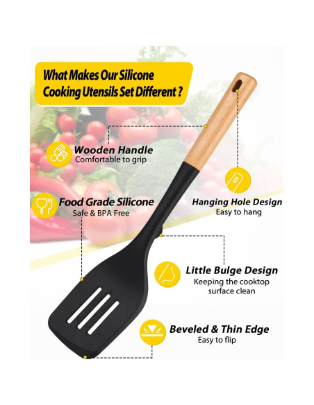 Juego de Utensilios de Cocina BUNDLEPRO 4 Piezas Silicona Negra