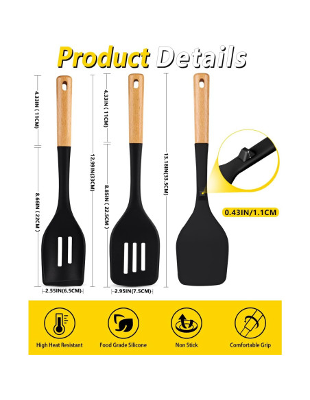 Juego de Utensilios de Cocina BUNDLEPRO 4 Piezas Silicona Negra