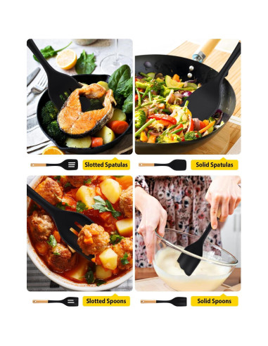 Juego de Utensilios de Cocina BUNDLEPRO 4 Piezas Silicona Negra