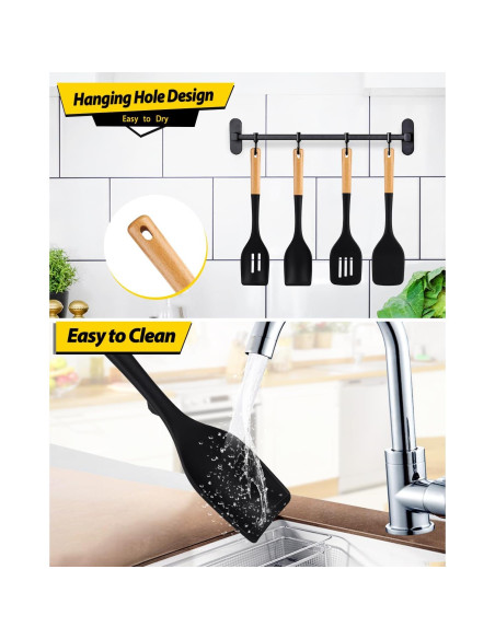 Juego de Utensilios de Cocina BUNDLEPRO 4 Piezas Silicona Negra