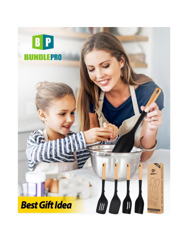 Juego de Utensilios de Cocina BUNDLEPRO 4 Piezas Silicona Negra