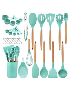 Juego de Utensilios de Cocina de Silicona 33 Piezas FEEMONT Verde