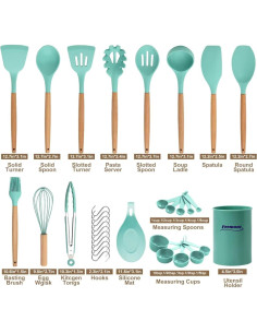 Juego de Utensilios de Cocina de Silicona 33 Piezas FEEMONT Verde 2