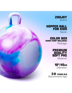 Bola Saltarina ZOOJOY 45cm con Mango para Niños 3-8 Años 2