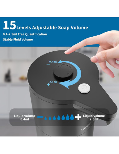 Dispensador Automático de Jabón Aunmaon Negro 1 Cuenta Ajustable