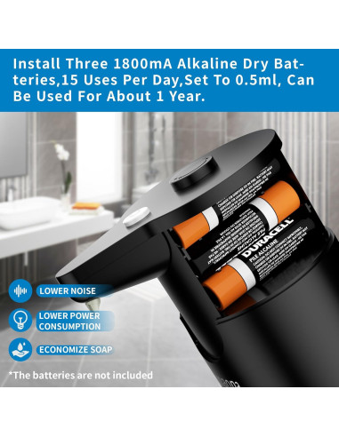 Dispensador Automático de Jabón Aunmaon Negro 1 Cuenta Ajustable