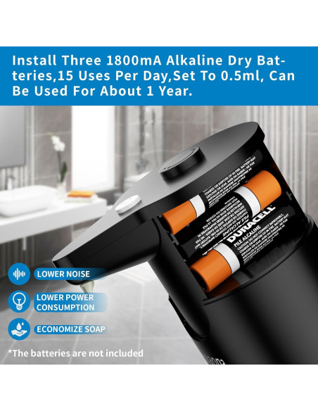 Dispensador Automático de Jabón Aunmaon Negro 1 Cuenta Ajustable