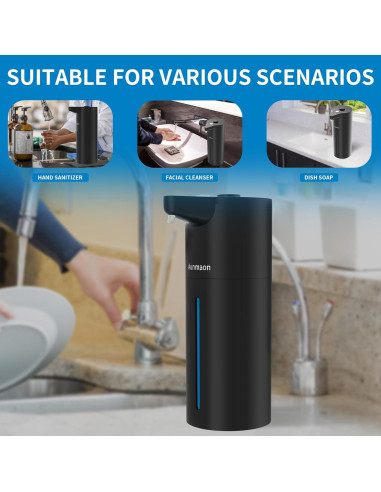 Dispensador Automático de Jabón Aunmaon Negro 1 Cuenta Ajustable