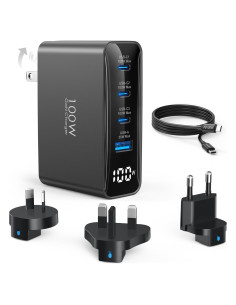 Cargador USB C 100W Topadre 4 Puertos Plegable Negro