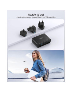 Cargador USB C 100W Topadre 4 Puertos Plegable Negro 2