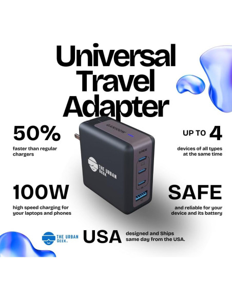 Cargador USB C 100W Stiger - Carga Rápida 4 Puertos Cargador USB C 100W Stiger - Carga Rápida 4 Puertos