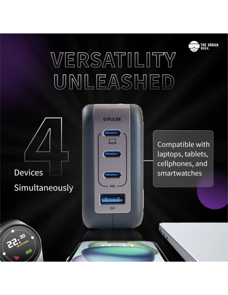 Cargador USB C 100W Stiger - Carga Rápida 4 Puertos Cargador USB C 100W Stiger - Carga Rápida 4 Puertos