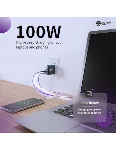 Cargador USB C 100W Stiger - Carga Rápida 4 Puertos Cargador USB C 100W Stiger - Carga Rápida 4 Puertos