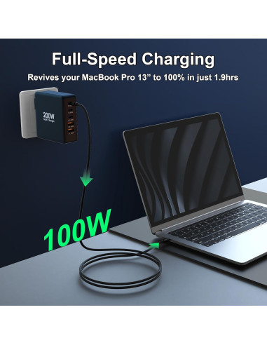 Cargador Rápido USB C 200W ShenZhen Ugoodbuy 5 Puertos