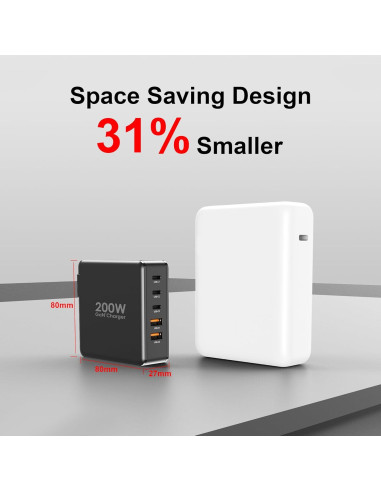 Cargador Rápido USB C 200W ShenZhen Ugoodbuy 5 Puertos