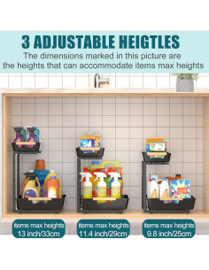 Organizador Bajo Fregadero Alldrmtrue, 2 Niveles Ajustable Negro 2