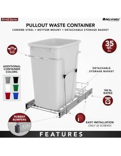 Contenedor de Basura Extraíble Rev-A-Shelf 35 Qt para Cocina 2
