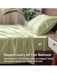 Juego de sábanas Lyralith Reina 4 piezas Viscosa Bambú Verde 2