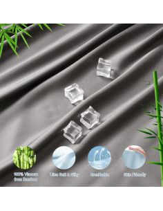 Sábana Ajustable PHF 100% Rayón Bambú Queen Gris 40.64 cm 2