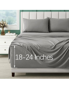 Juego de Sábanas Queen VACVELT 4 Piezas Rayón Bambú Gris Claro 2