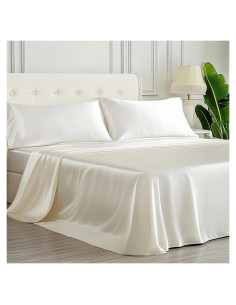 Juego de Sábanas Queen Sylvaris 4 Piezas Viscosa Bambú Blanco