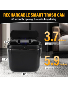 Bote de Basura Automático Sayene 14L Negro con Sensor 2