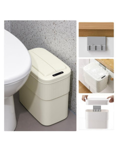 Cubo de Basura Inteligente con Sensor 11.4L Blanco Crema