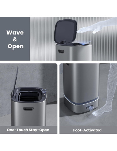 Cubo de Basura Automático ELPHECO 15L Acero Inoxidable Plata