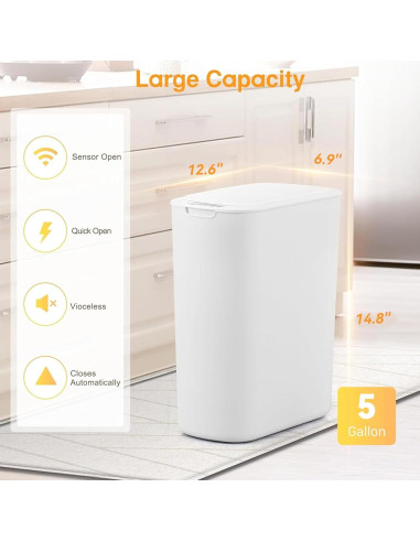 Cesto de Basura Automático LJIACLEA 19L Blanco con Sensor
