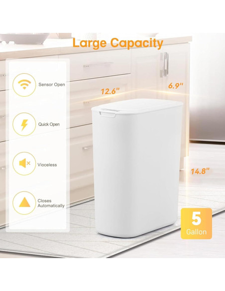 Cesto de Basura Automático LJIACLEA 19L Blanco con Sensor