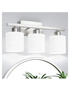 Luz de Vanity 3 Luces PARTPHONER Níquel Cepillado Vidrio Opalino
