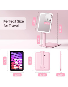 Espejo de Maquillaje Plegable Benbilry LED 20X Aumento Rosa 2