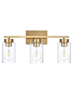 Luz de Vanity 3 Luces A1A9 Oro Cepillado Vidrio Transparente