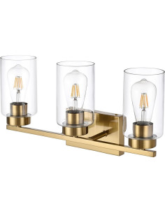 Luz de Vanity 3 Luces A1A9 Oro Cepillado Vidrio Transparente 2