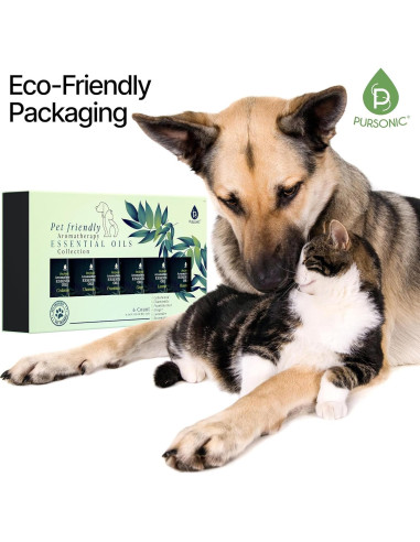 Aceites Esenciales de Aromaterapia para Mascotas PURSONIC - 6 Unidades