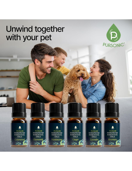 Aceites Esenciales de Aromaterapia para Mascotas PURSONIC - 6 Unidades