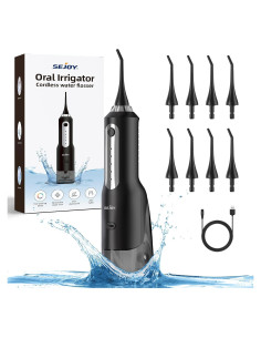 Irrigador Dental Inalámbrico Sejoy 270ml 5 Modos IPX7 Negro
