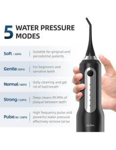 Irrigador Dental Inalámbrico Sejoy 270ml 5 Modos IPX7 Negro 2
