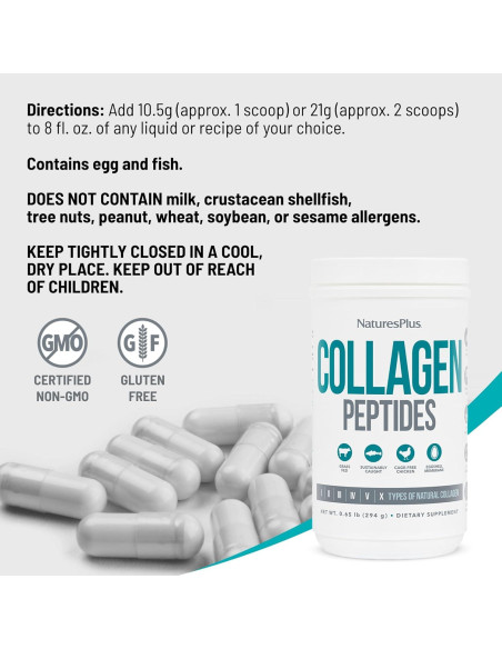 Péptidos de colágeno Natures Plus 2x295g en polvo - Salud piel, cabello y uñas