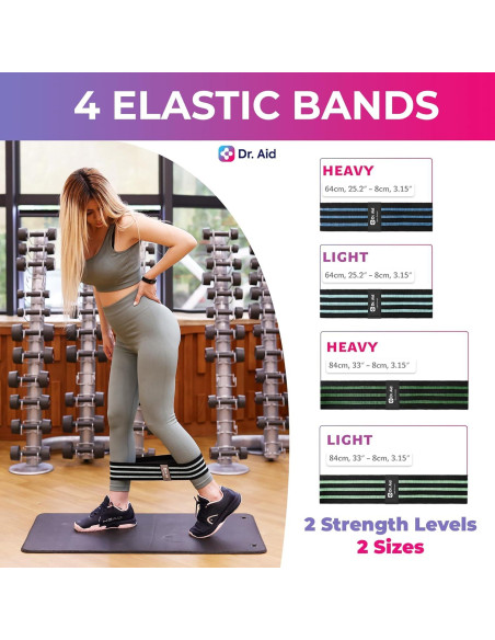 Bandas de Resistencia Dr. Aid - Set de 4 para Glúteos y Piernas