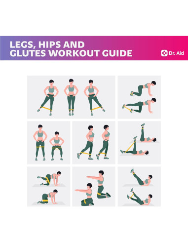 Bandas de Resistencia Dr. Aid - Set de 4 para Glúteos y Piernas