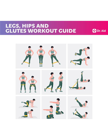 Bandas de Resistencia Dr. Aid - Set de 4 para Glúteos y Piernas