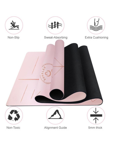 Esterilla de Yoga Antideslizante EXPFLEX 68 cm Rosa Suave 5mm