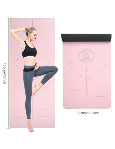 Esterilla de Yoga Antideslizante EXPFLEX 68 cm Rosa Suave 5mm