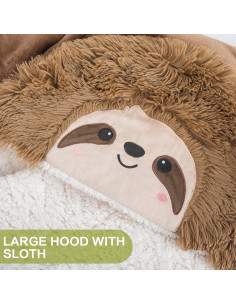 Manta con Capucha Happy Fuel Perezoso 152x132 cm Sherpa 2