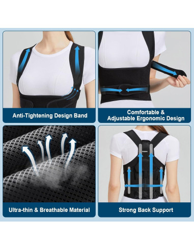 Corrector de Postura AKQFZHQ para Espalda Ajustable M