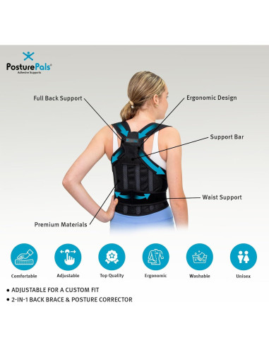 Corrector de Postura PosturePals - Faja Ajustable Ergonómica Grande