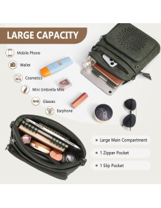 Bolso Cruzado RAINSMORE de Cuero PU para Mujeres - Negro 2