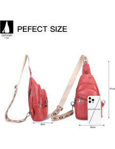 Bolso Bandolera Cruzado para Mujeres Rojo 03 - Ligero y Duradero 2